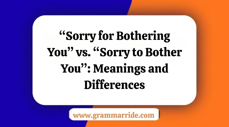 “Sorry for Bothering You” vs. “Sorry to Bother You”