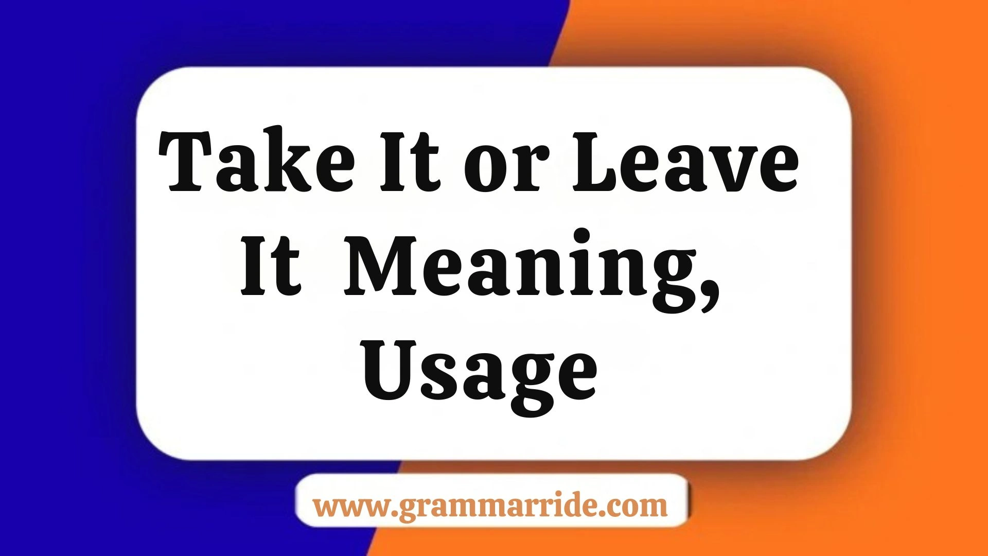 Take It or Leave It Meaning, Usage