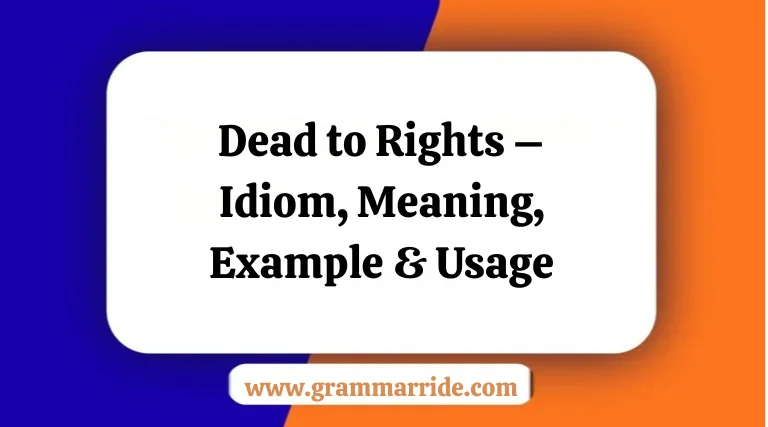 Dead to Rights – Idiom Meaning Example & Usage