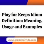 Play for Keeps Idiom Definition